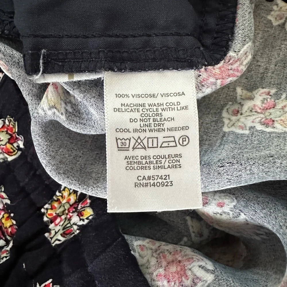 Loft Women’s S Navy Blue Floral Wide Leg Drawstring Palazzo Pants